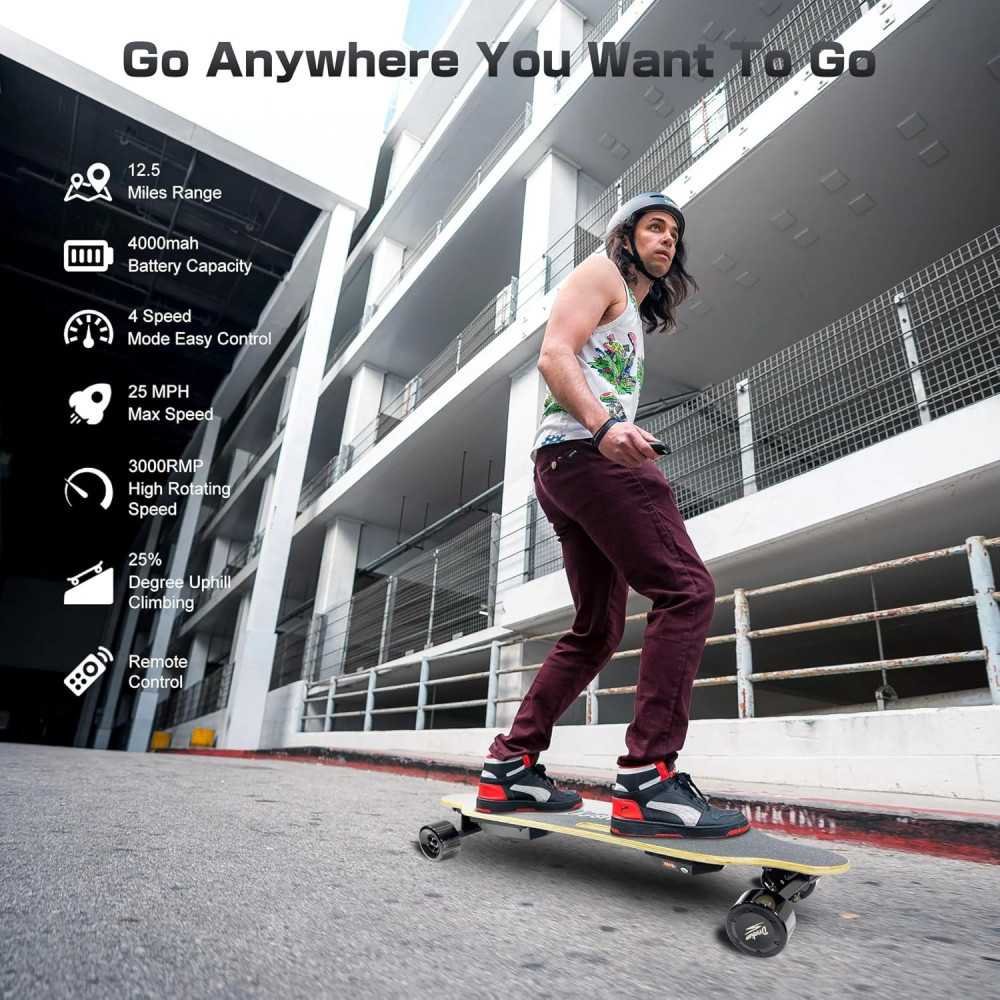 Electric Skateboards - 900W Dual Brushless Motor, 25MPH Top Speed, and Wireless Remote Control