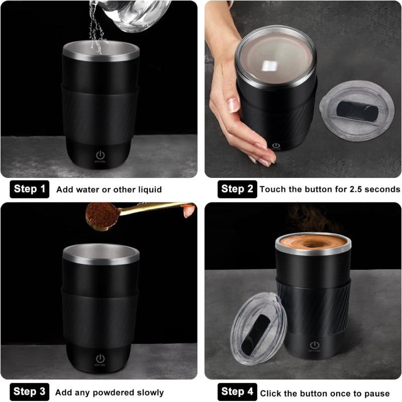 Rechargeable Self-Stirring Coffee Mug Warmer for Busy Days