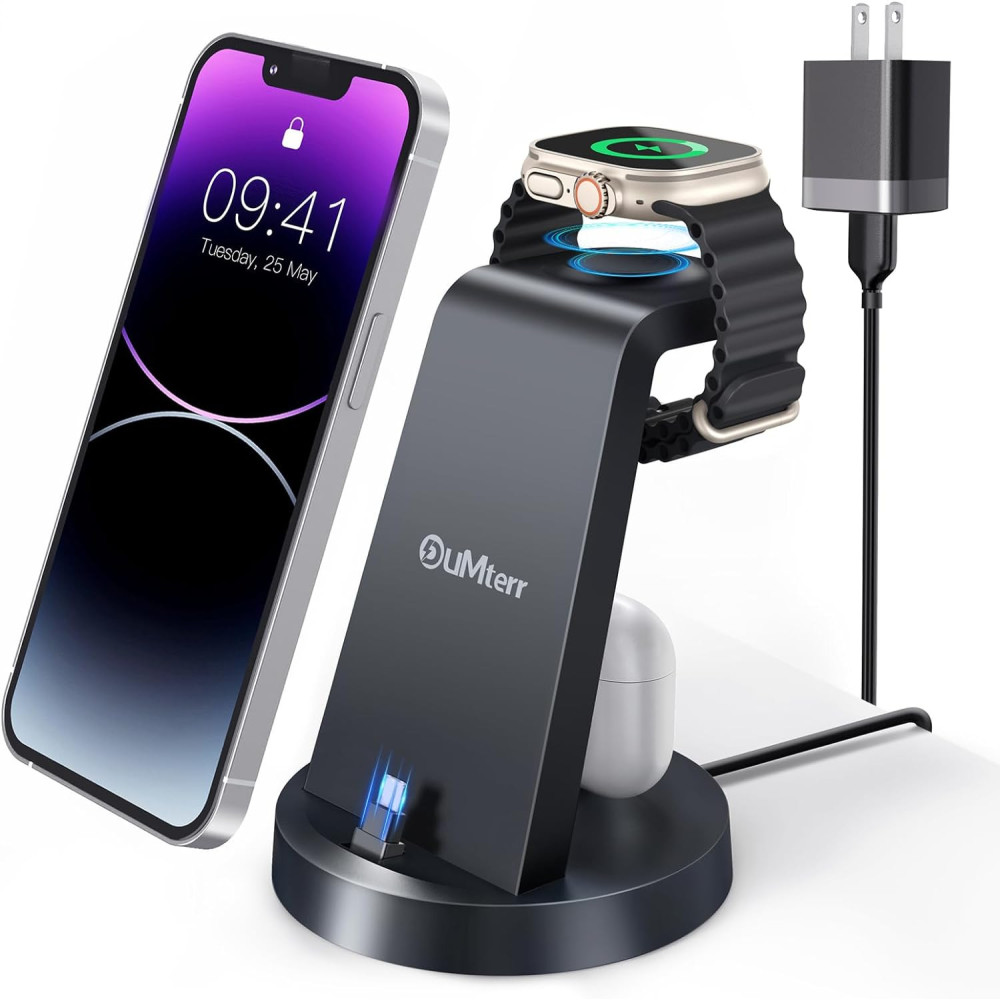 3-in-1 Charging Station: iPhone, AirPods, and Apple Watch Compatible