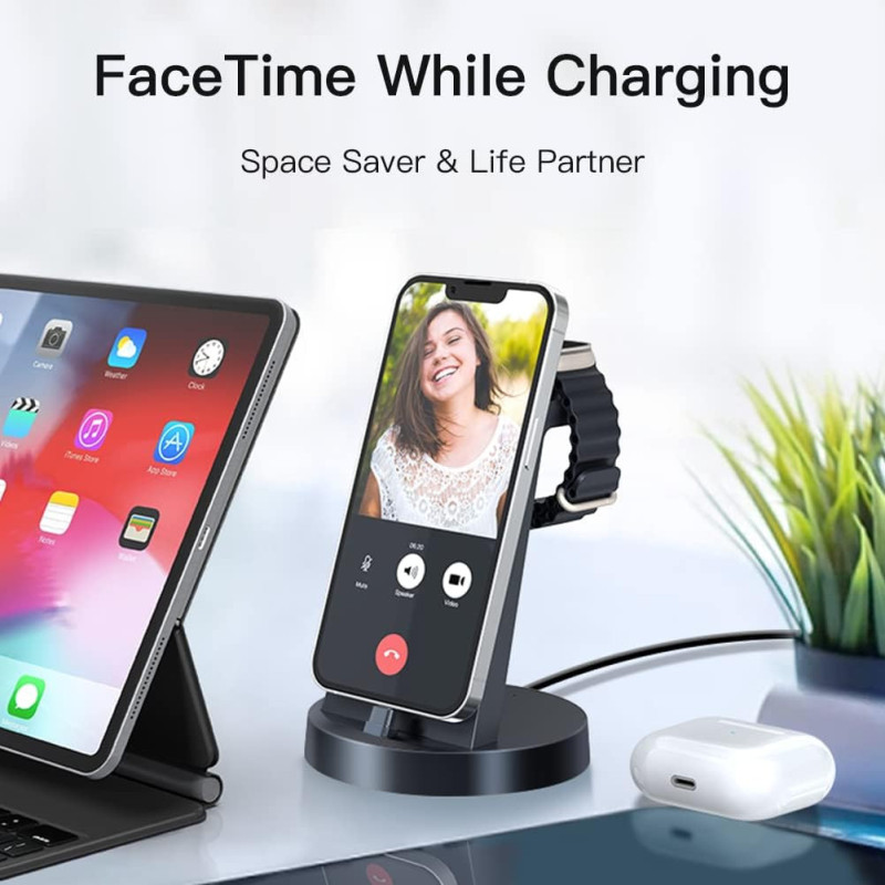 3-in-1 Charging Station: iPhone, AirPods, and Apple Watch Compatible