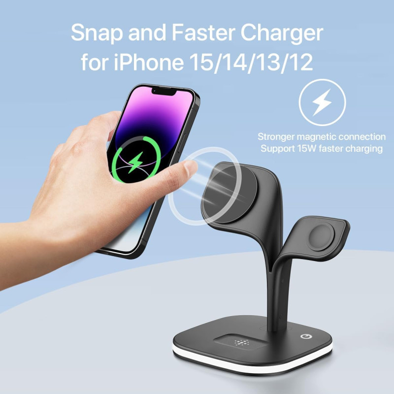 Wireless Charging Station Hub for Apple Gadgets w/ LED Display