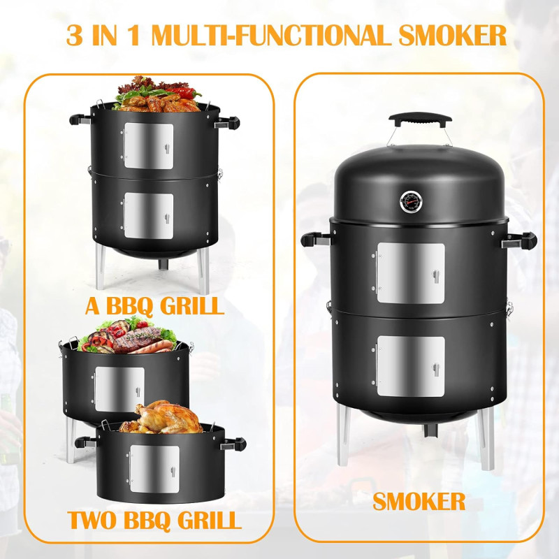 Portable Charcoal BBQ Grills w/ Smoker Combos for Backyard, Patio, Camping, and Beyond