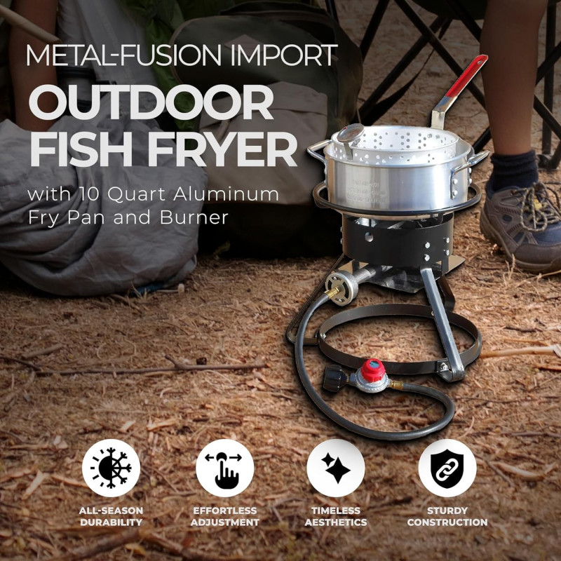 Metal-Fusion Import Outdoor Fish Fryer and Recipe Booklet Set