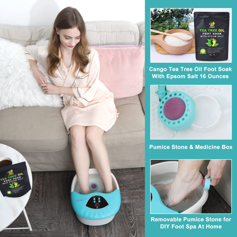 Foot Spa Relaxation Kit w/ Heat, Bubbles, Vibration Massage, and Tea Tree Oil Soak