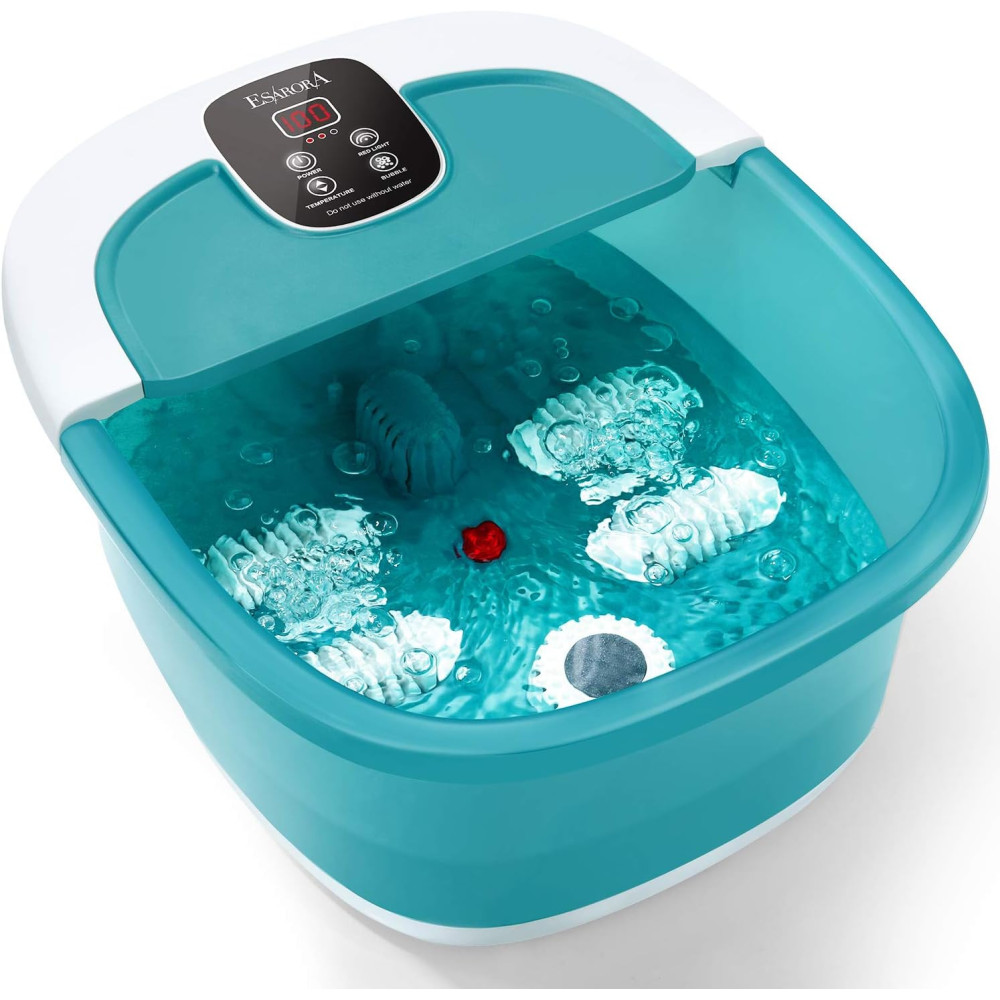 Relaxation with Heat, Bubbles, and Rollers Foot Spa Massager