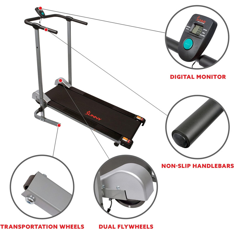 Sunny Health & Fitness Foldable Manual Treadmill