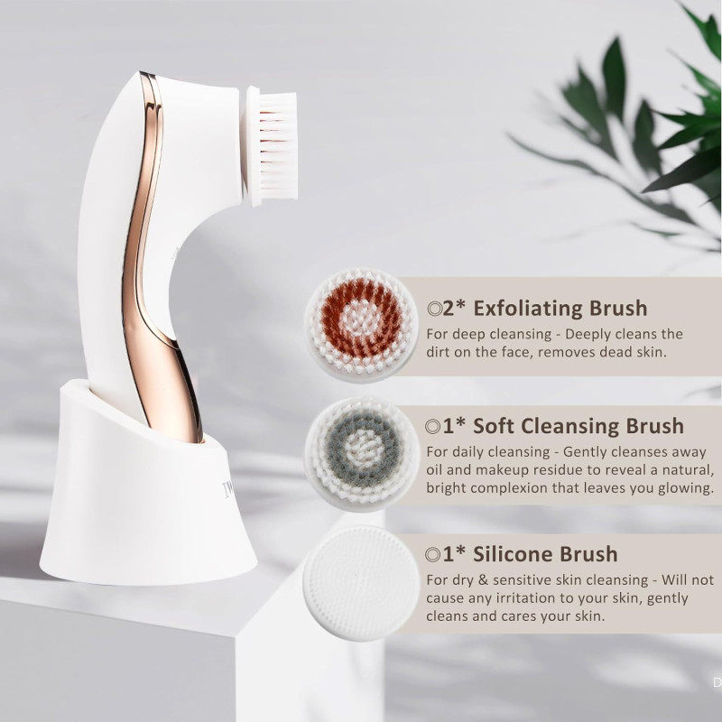 Electric Facial Exfoliator for Radiant Skin - 4 Brush Heads