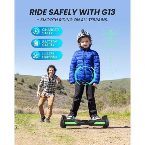 G13 All-Terrain Hoverboard for Kids and Adults with LED Lights, Bluetooth, and Powerful 500W Motor | TekChoice Electronics