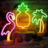 Pink Flamingo and Pineapple Neon Lights for Hawaiian Party Decor