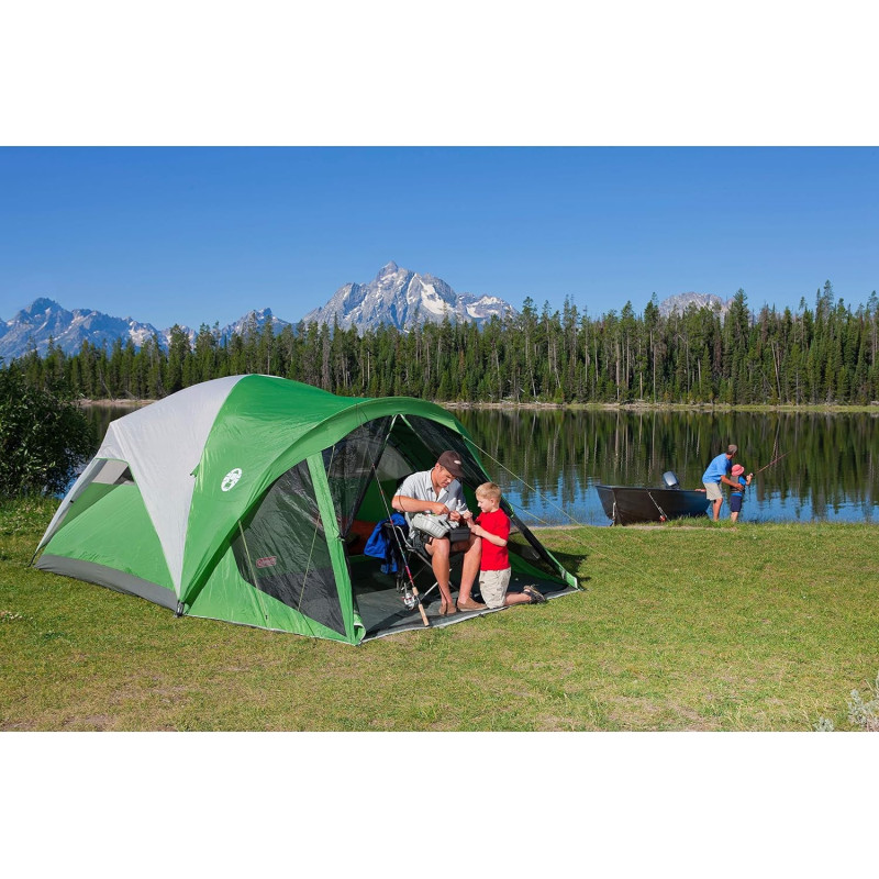 Coleman Evanston 6 - 8 Person Screened Camping Tent w/ Easy Setup and Rainfly Protection