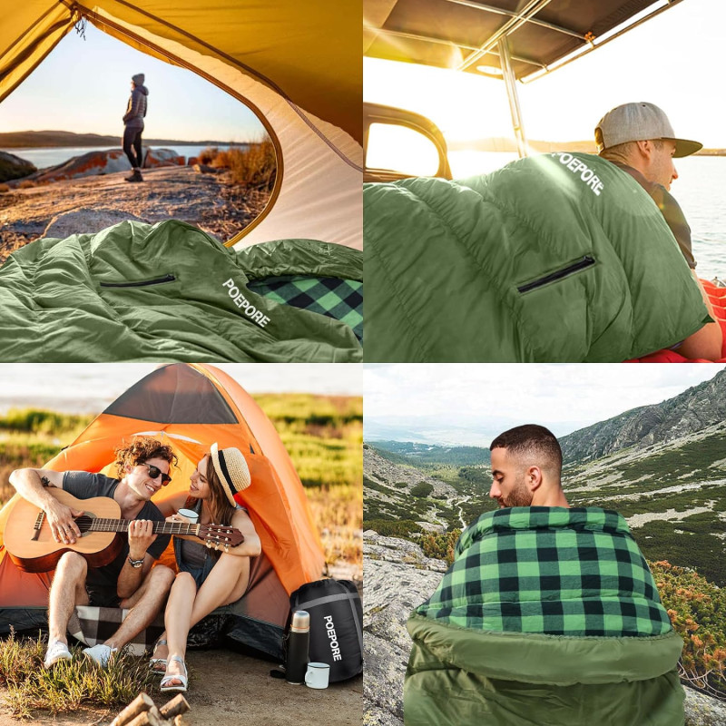 XXL Cold-Weather Flannel Sleeping Bag for Adults