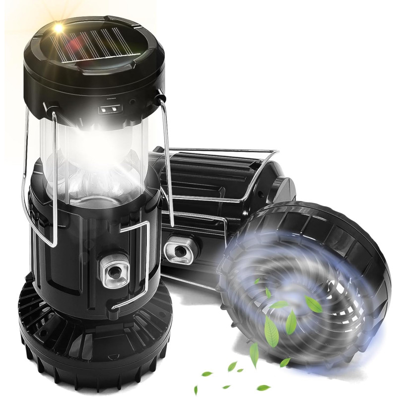 Solar-Powered Camping Fans and Lanterns Combo
