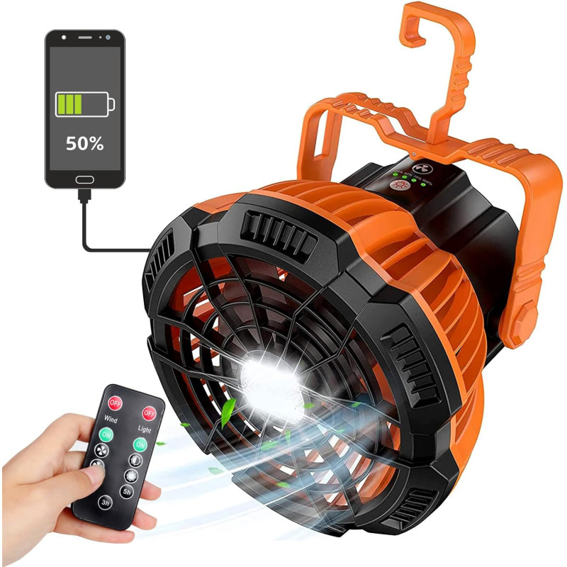 Portable 30000mAh Camping Fan w/ LED Lantern for Outdoor Adventures