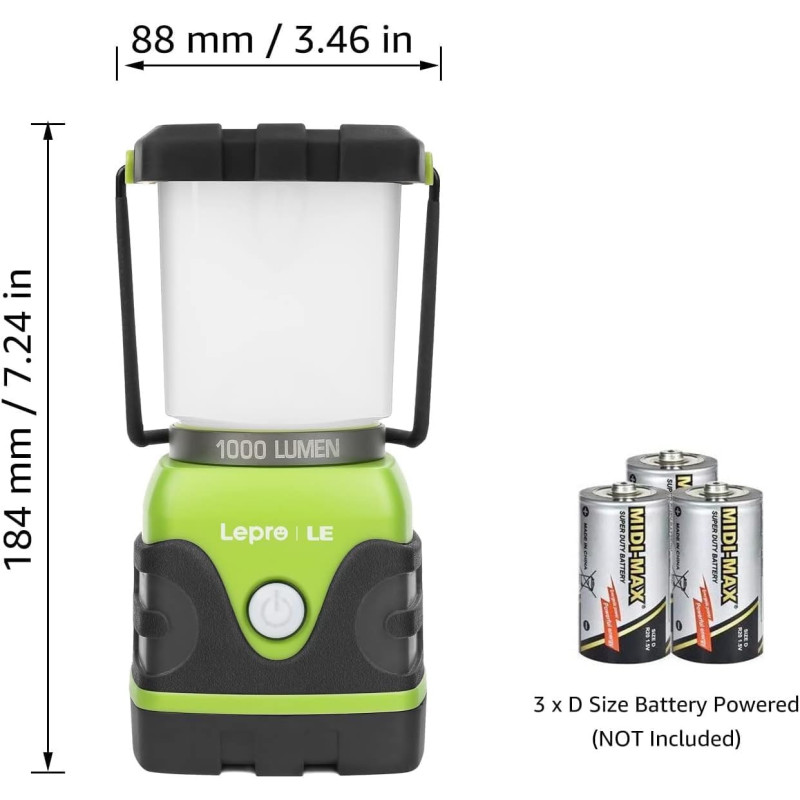 LE 1000LM Battery Powered LED Camping Lantern for Outdoor Enthusiasts