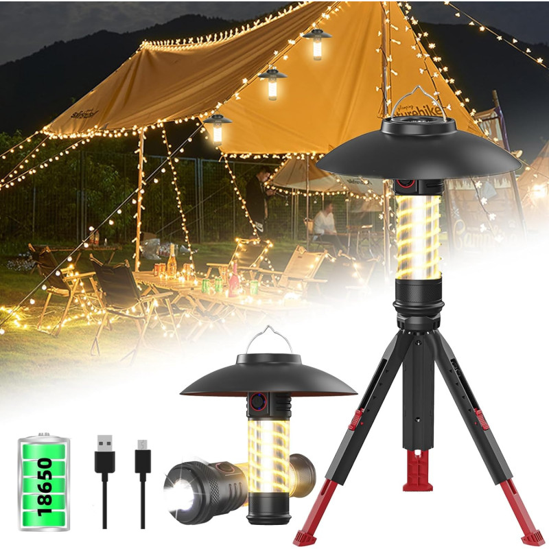 Rechargeable Camping Lantern w/ Detachable Flashlight and 6 Modes