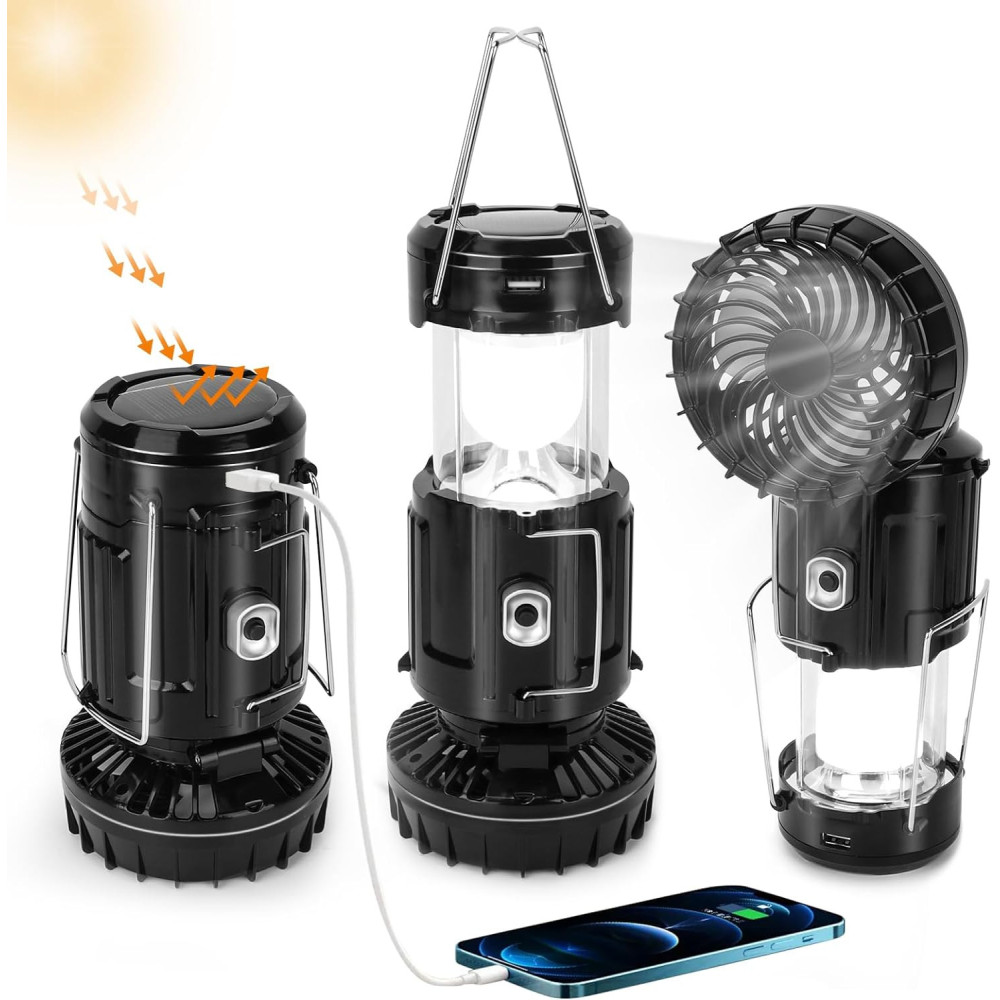 (2023) Solar Camping Lantern with Fan and Phone Charging Abilities