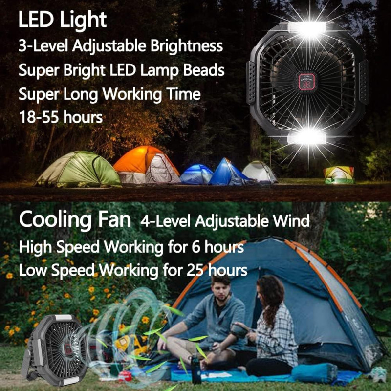 Portable Tent Fan w/ LED Lantern and Remote Control