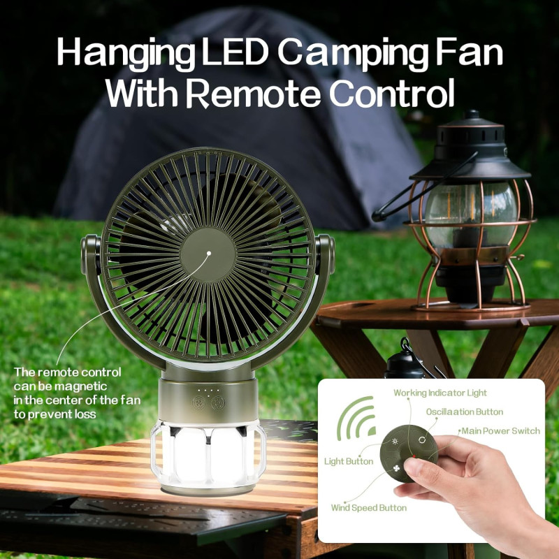 LED Fan Lantern w/ Remote Control & Powerful Cooling Features