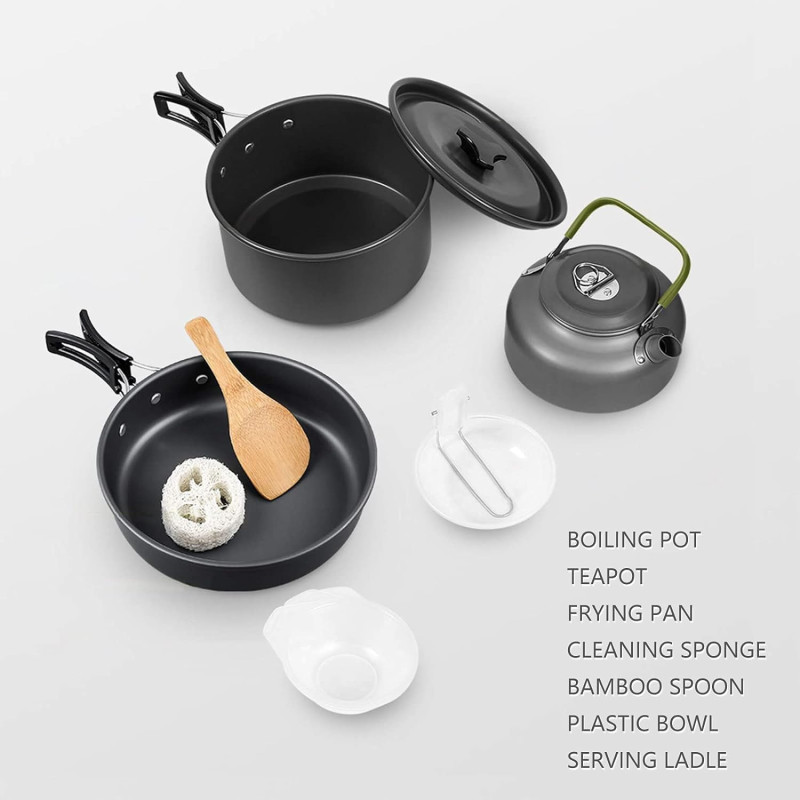 Lightweight Aluminum Cookware Set for Outdoor Cooking