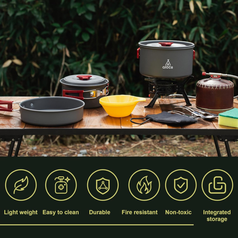 Portable Camping Essentials and Gear Set for Outdoor Cooking