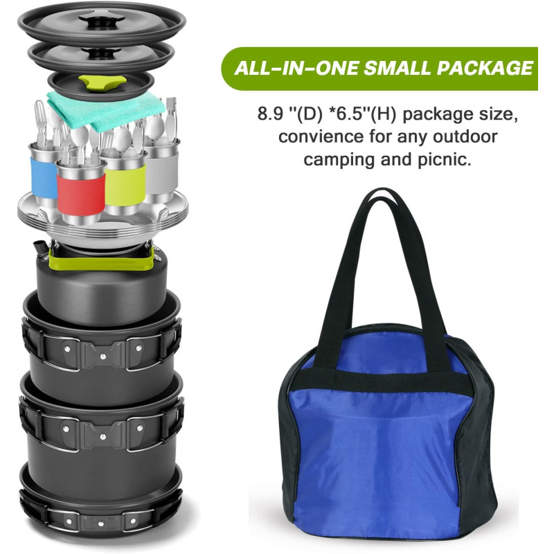 29-Piece Camping Cookware Mess Kit for Effortless Feasts under the Stars