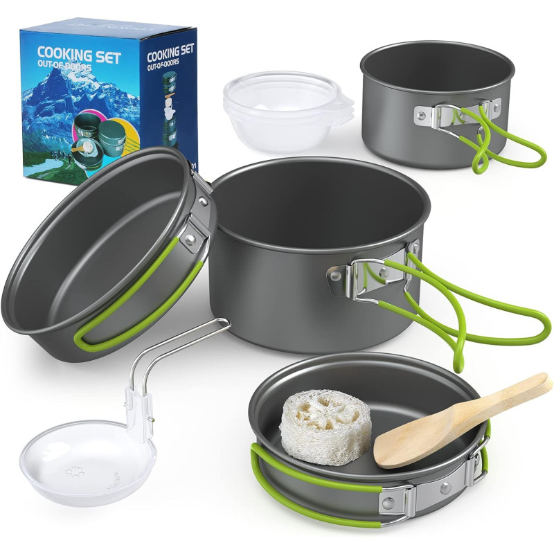 11 Piece Camping Cookware Set for Effortless Cooking Under the Stars