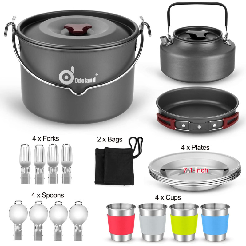Complete 22 Piece Camping Cookware Set for Effortless Meals Under the Stars