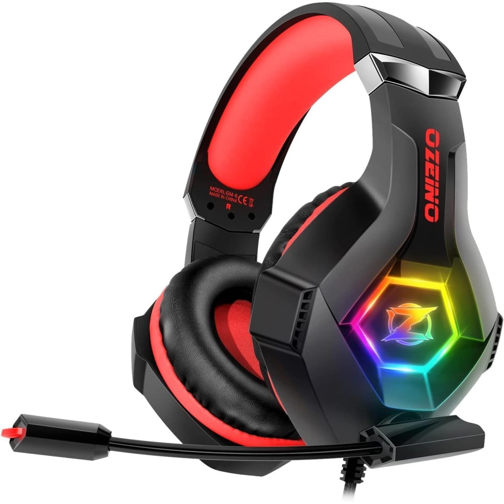 Gaming Headset w/ 7.1 Surround Sound and RGB Lighting for PS4, PS5, Xbox, and PC