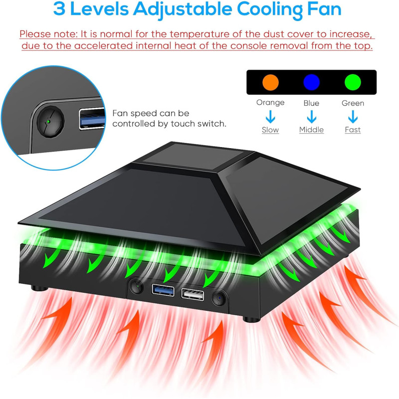 Dust-Proof Cooling Fan with Colorful Light Strip for Xbox Series X