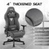 Ergonomic Fabric Gaming Chair w/ footrest, thickened seat, 3D armrest, and breathable linen fabric