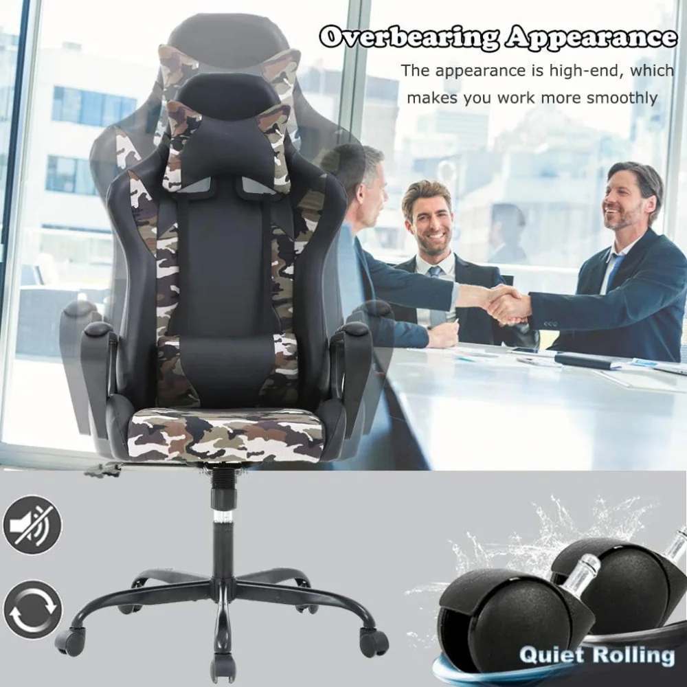 High-Back Gaming Chair w/ Lumbar Support for Pain-Free Play