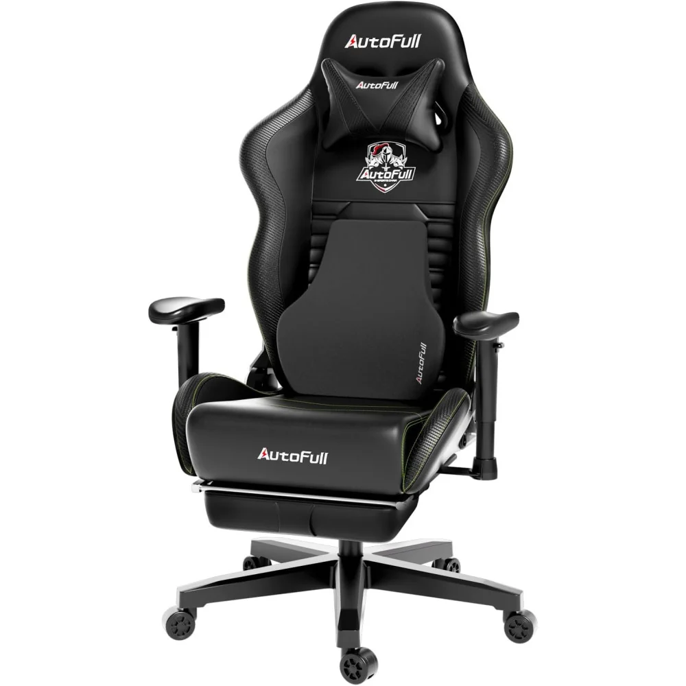 Gaming Chair w/ Footrest and Massage Lumbar Support