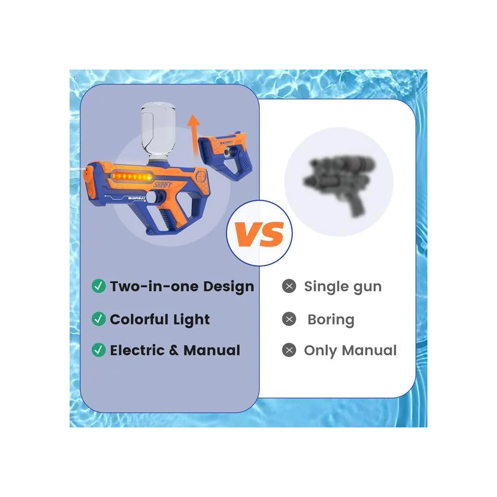 Electric 2-in-1 Water Gun w/ 600 Ammos and Light Effects for Thrilling Outdoor Play