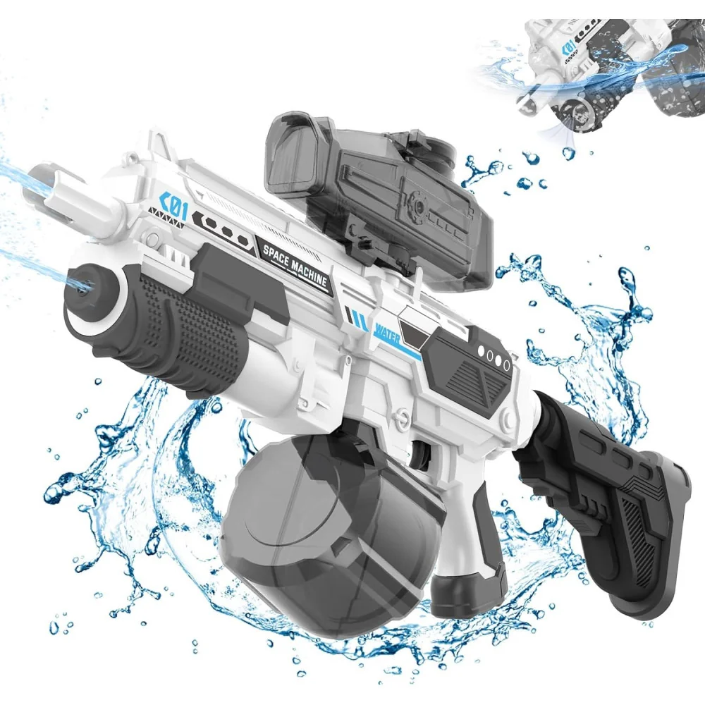 32 FT Long Range Electric Water Gun w/ 1200CC Capacity and LED Light for Endless Fun