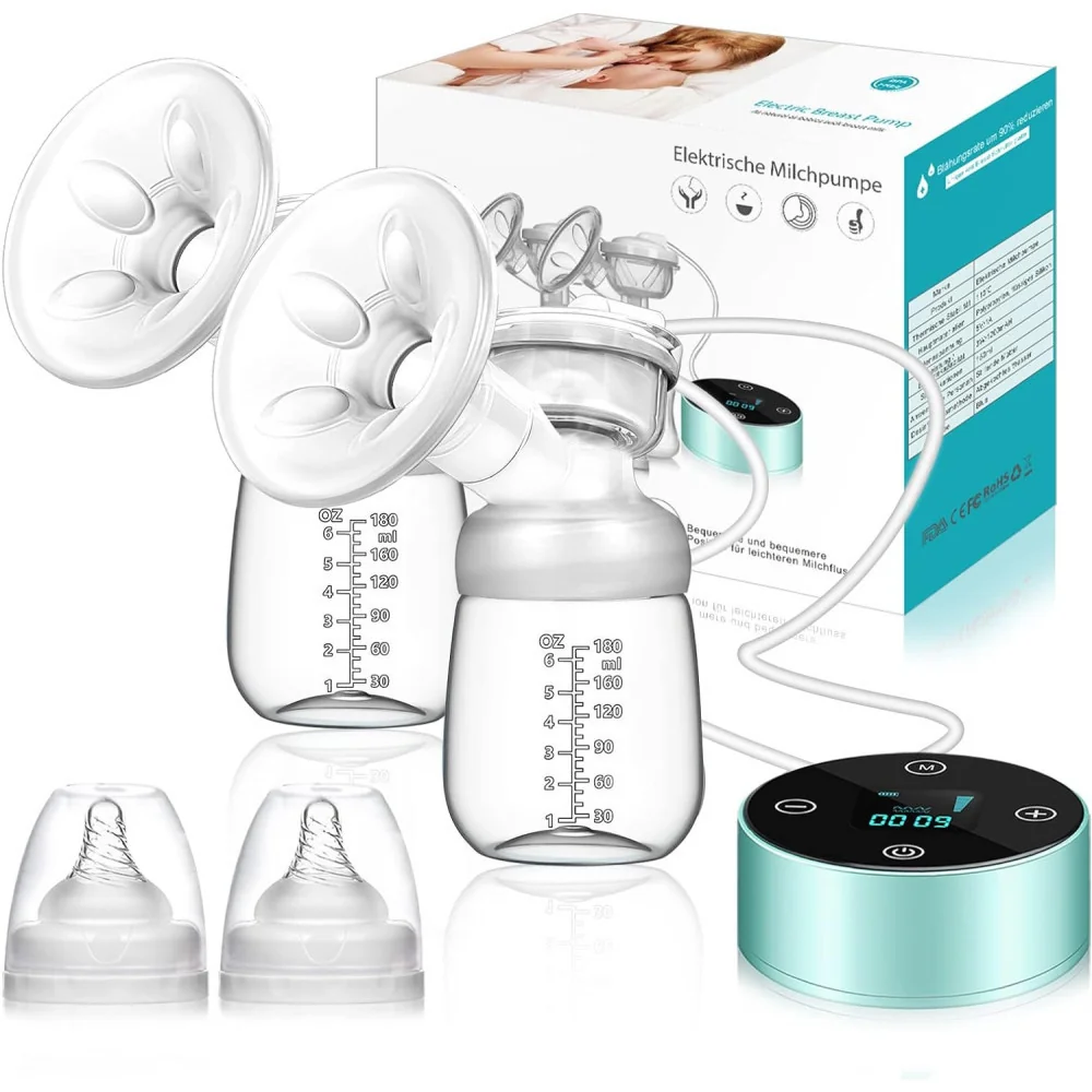 Rechargeable Dual Electric Breast Pump w/ Touchscreen LED and Massage Function