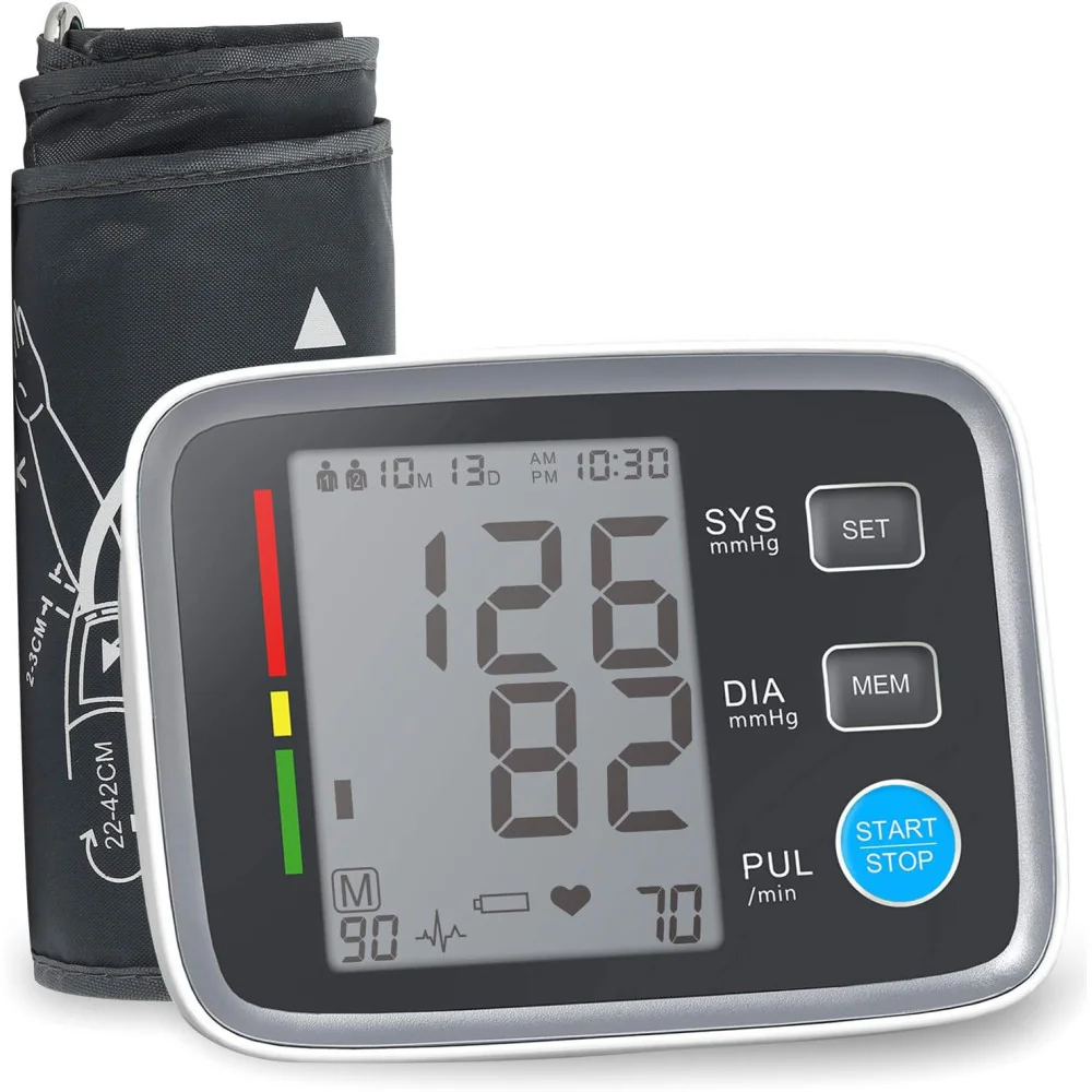 Automatic Upper Arm Blood Pressure Monitor w/ Large LED Display for Home Use
