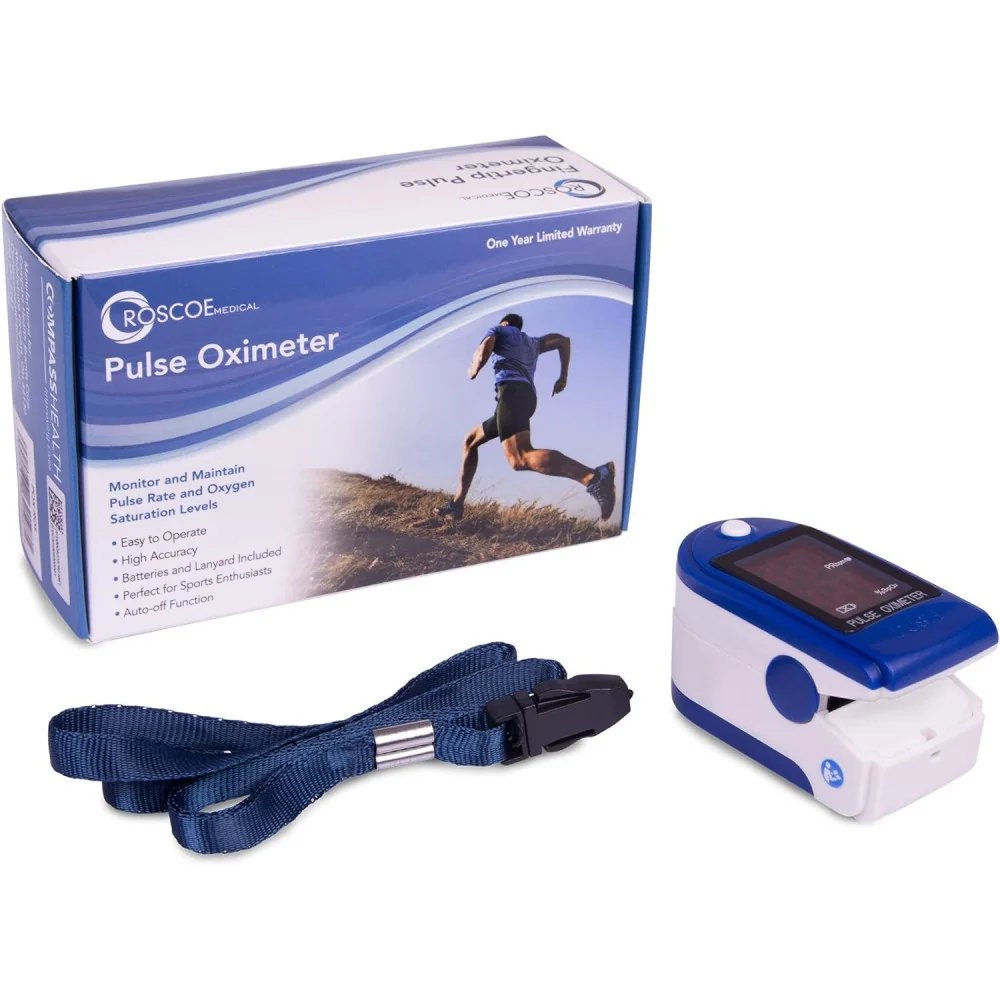 Monitor Oxygen Levels w/ the Roscoe Medical Finger Pulse Oximeter for Pediatric and Adult Sports Enthusiasts and Aviators