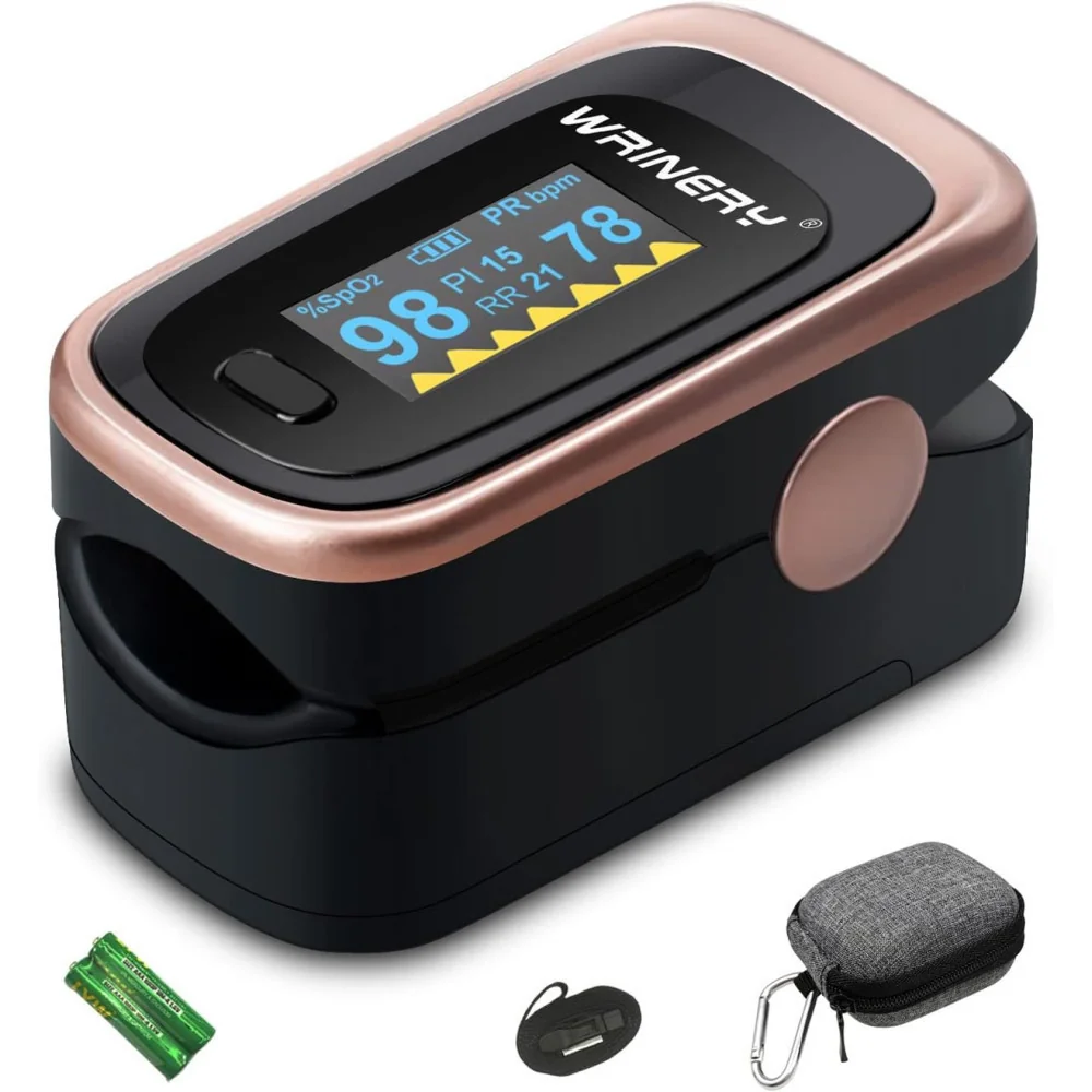 Trendy Rose Gold-Black Pulse Oximeter for On-the-Go Oxygen Monitoring