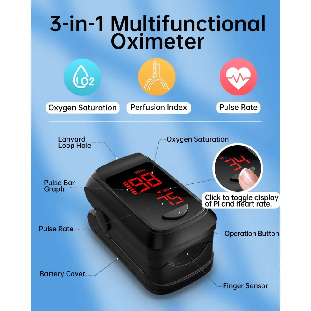 Mini Pulse Oximeter for Oxygen Saturation and Heart Rate Measurement, w/ Graph Display and Alarm Features, Eligible for FSA/HSA