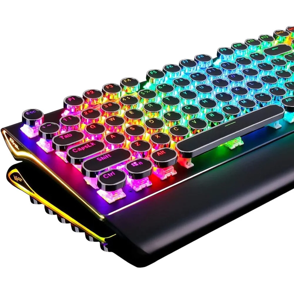Rainbow LED Backlit Mechanical Gaming Keyboard for Gaming and Productivity