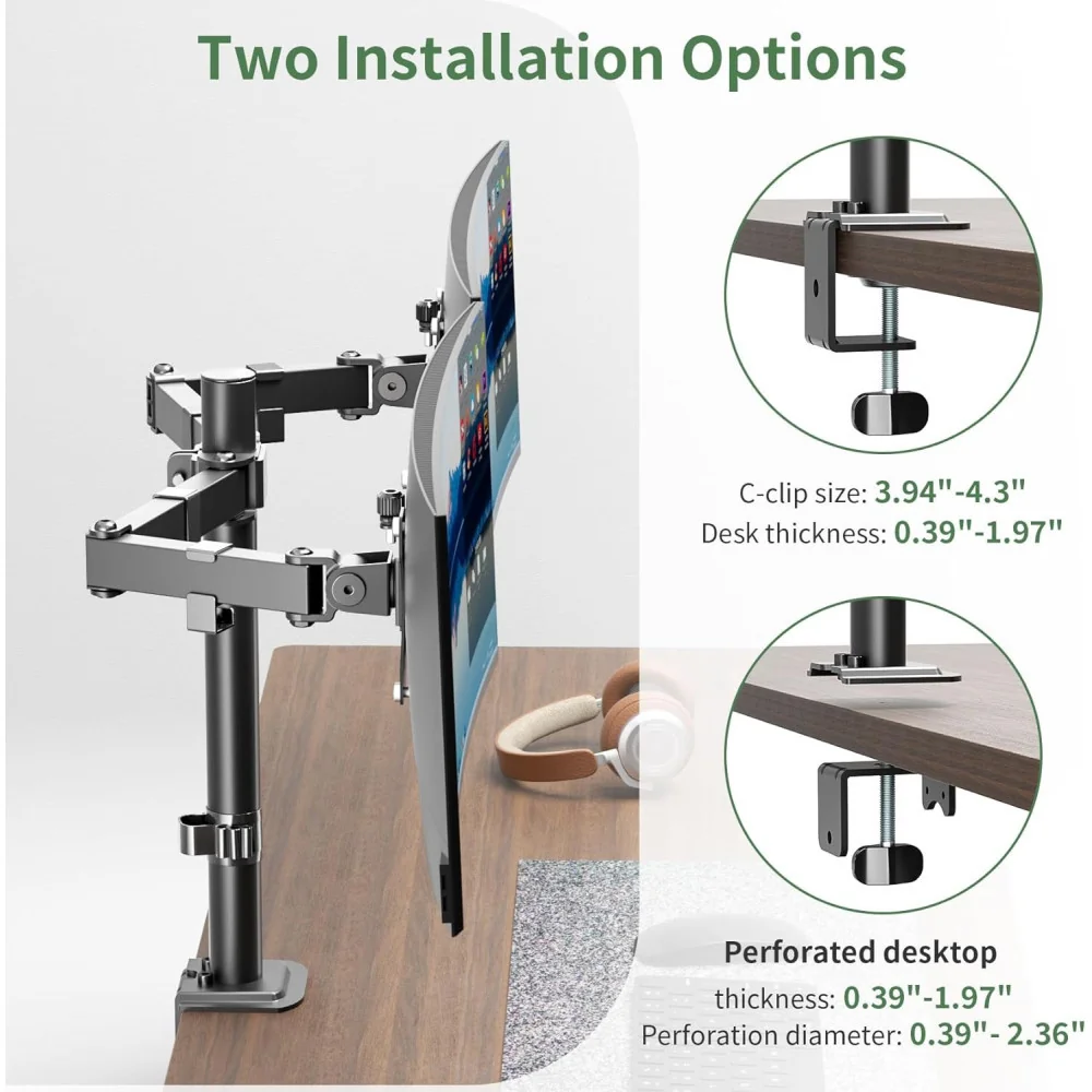 Dual Monitor Mount for Improved Ergonomics and Efficiency