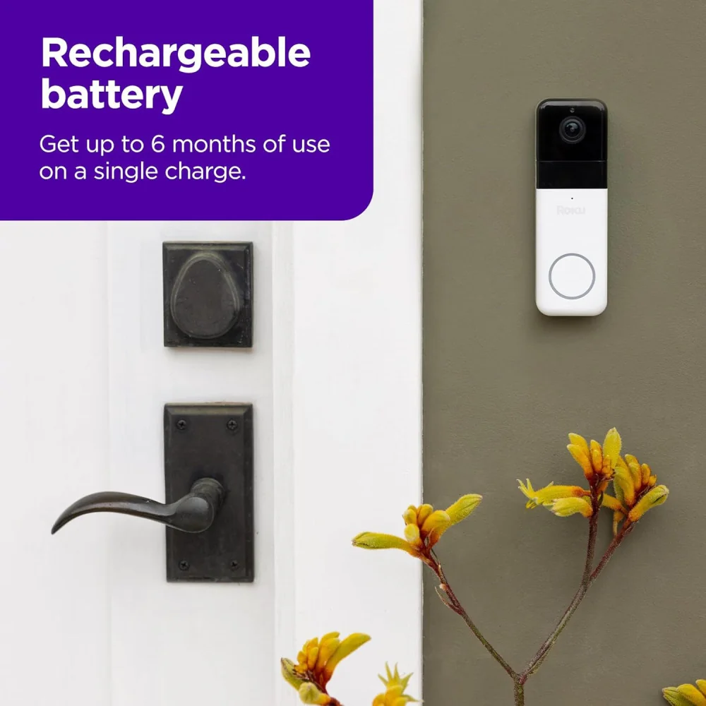 1440p HD Clarity & Night Vision w/ the Roku Smart Home Wireless Video Doorbell