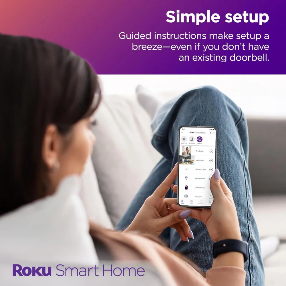 1440p HD Clarity & Night Vision w/ the Roku Smart Home Wireless Video Doorbell