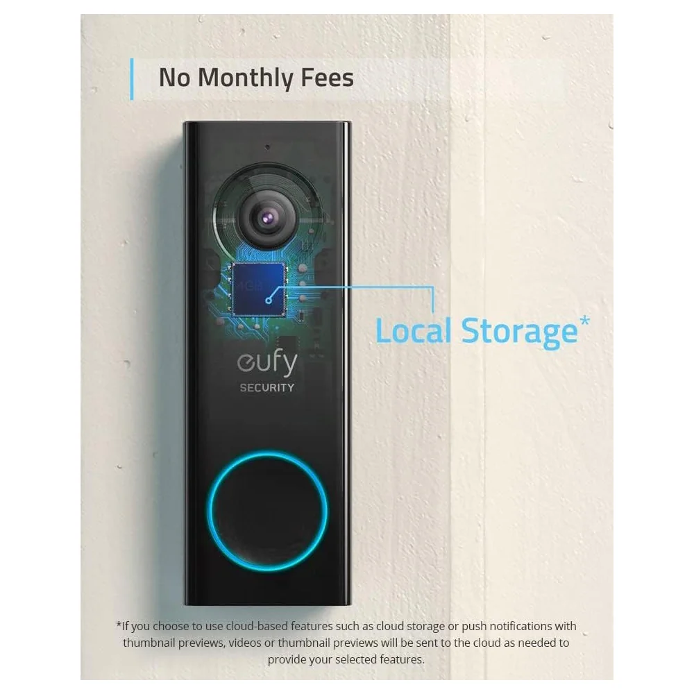 eufy 2K Wi-Fi Doorbell Camera: No Monthly Fees, Local Storage, and Wireless Chime Included