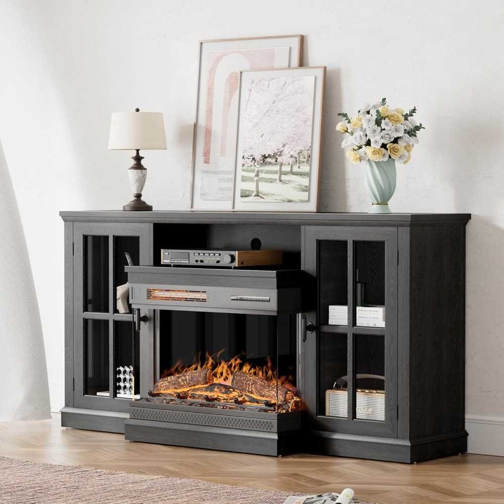 Glass Fireplace TV Stand for TVs up to 65 inch | TekChoice Electronics