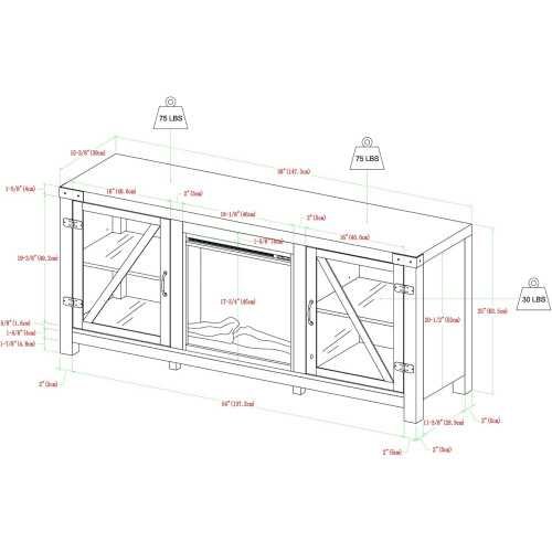 Farmhouse TV Stand with Barn Doors and Glass Fireplace for Living Room Storage | TekChoice Electronics