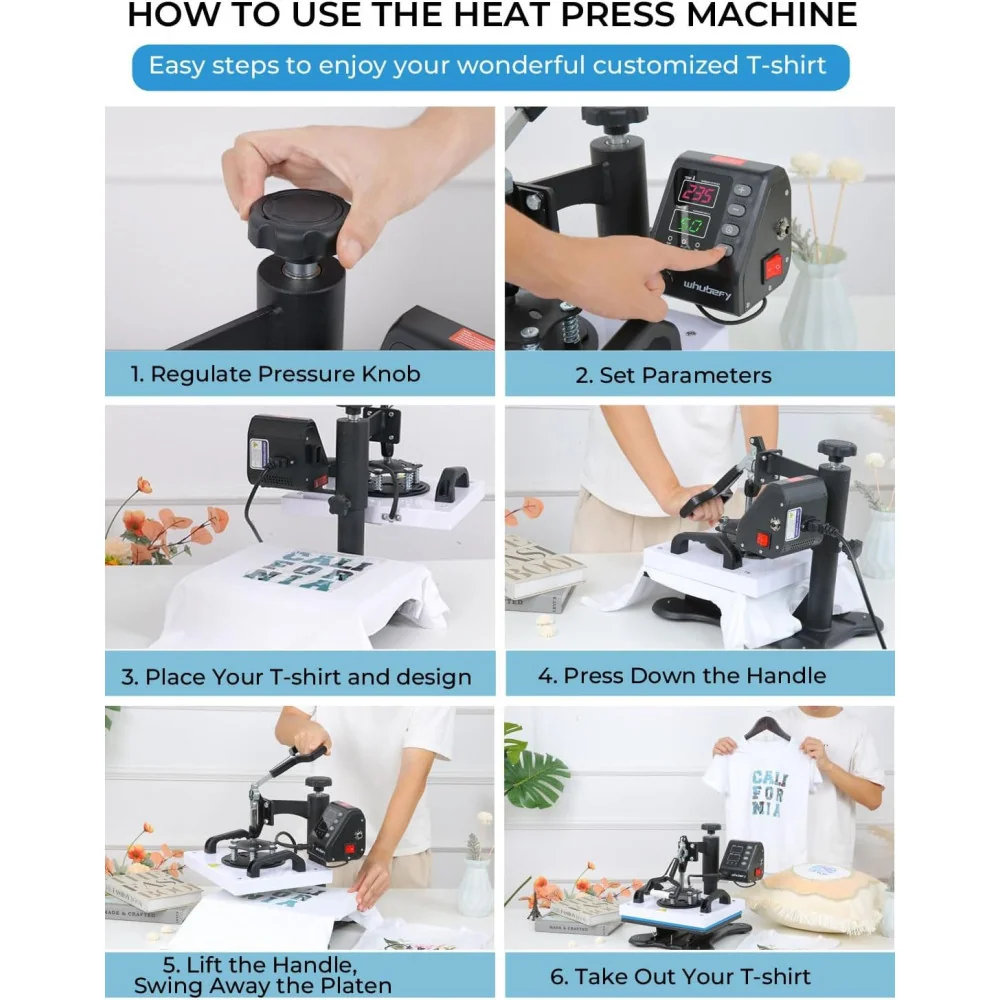 (12x10in) 650W Heat Press Machine for T-Shirts and More