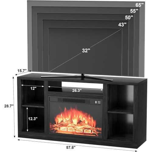 58 Inch Electric Fireplace TV Stand for TVs up to 65+ Inches | TekChoice Electronics