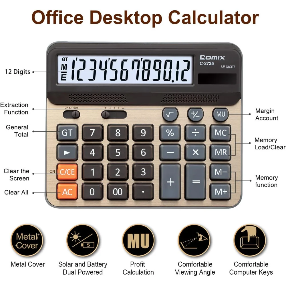 Comix Desktop Calculator in Luxe Champaign Gold