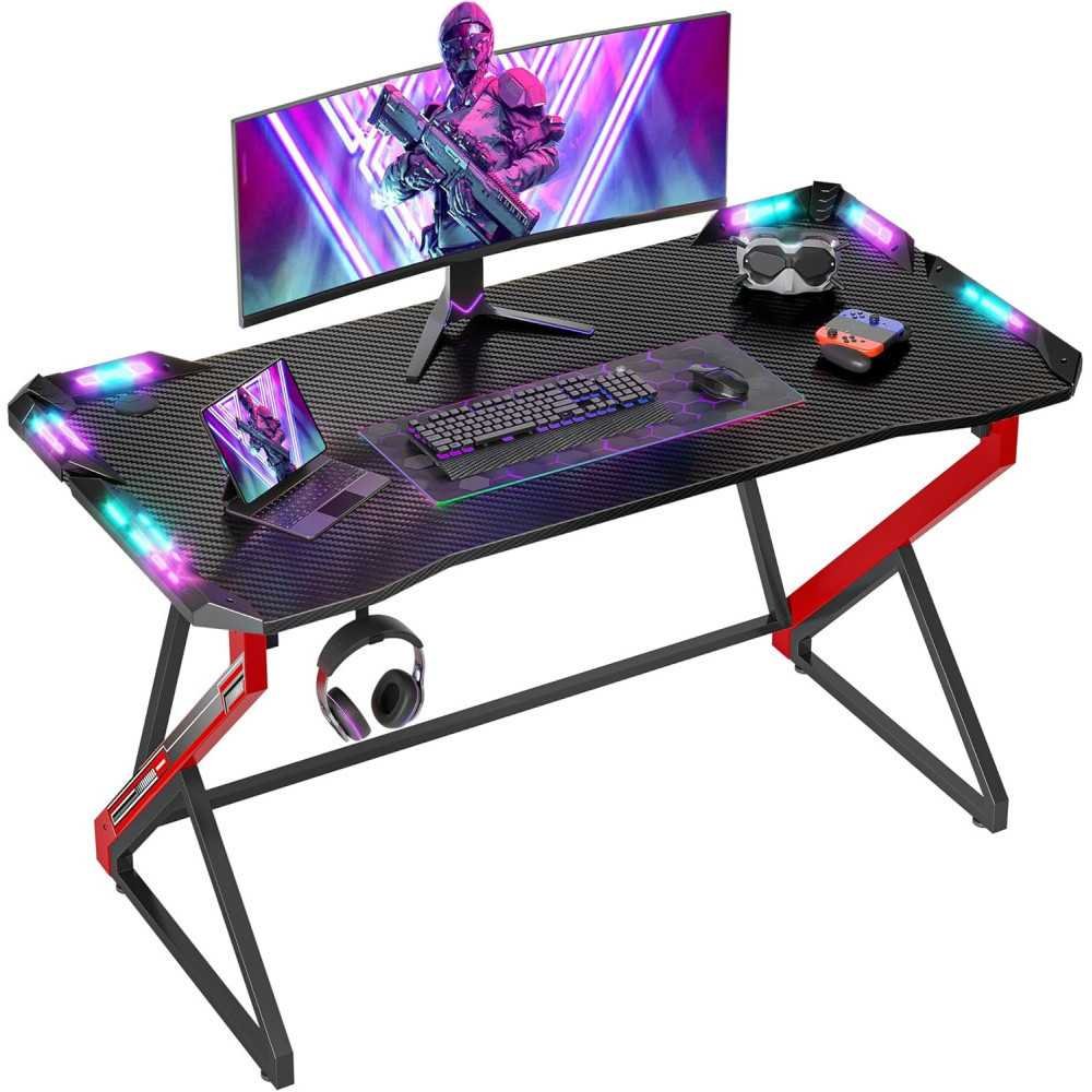 47 inch LED Gaming Desk with Carbon Fiber Surface | TekChoice Electronics